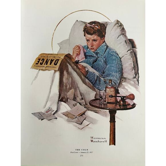 The Cold, Sick, Ticket Agent, Board Norman Rockwell, Print, Book Page, Art, 2502 - Picture 1 of 2